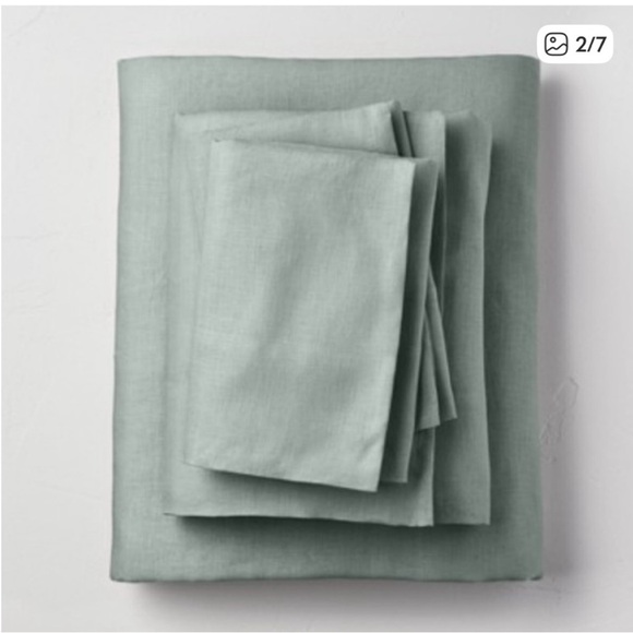 Casaluna Full 100% Linen Sheet Set - Sage Green - Picture 5 of 8